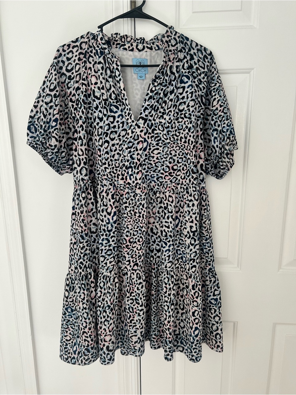 CeCe Leopard Print Tiered Dress